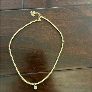 Caitlin Nicole Gold Beaded Necklace with CZ Pendant -beautiful..like new ~
